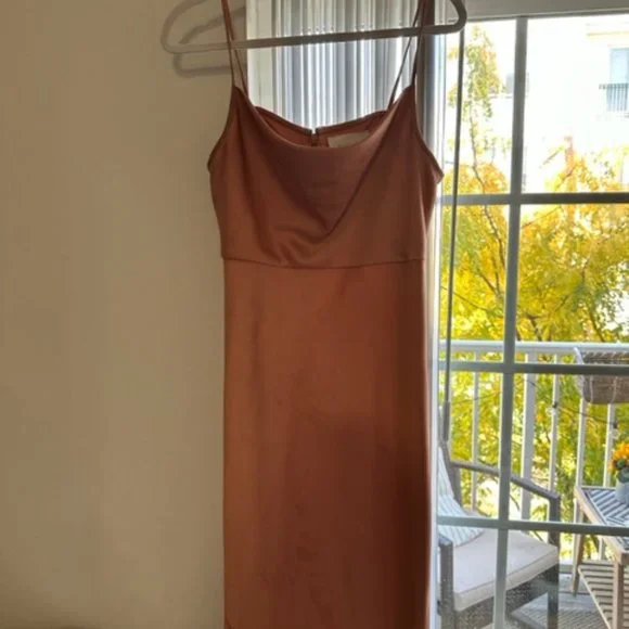BHLDN CALI SATIN CHARMEUSE MIDI DRESS  Sedona Sunset Size 8 - Picture 2 of 4